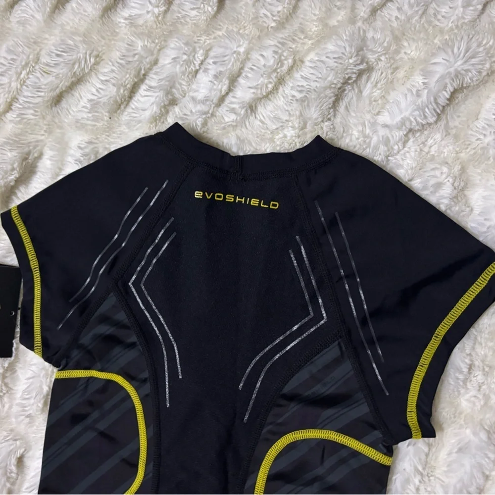 NWT EVOSHIELD CustomTech EvoAlpha Football Rib Shirt Black Grey
